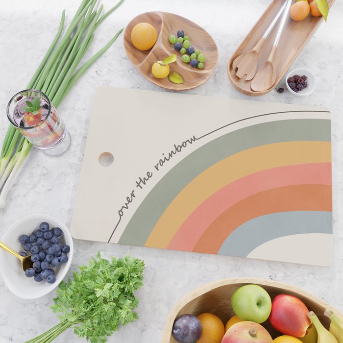 Retro Boho Rainbow with Quote Cutting Board Gallery Image 2