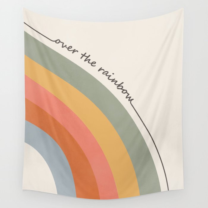 Retro Boho Rainbow with Quote Wall Tapestry Gallery Image 1