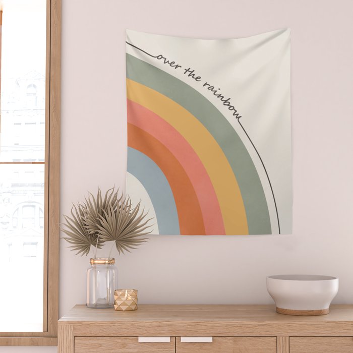Retro Boho Rainbow with Quote Wall Tapestry Gallery Image 2