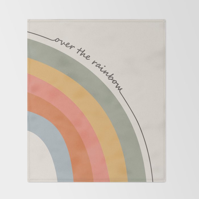 Retro Boho Rainbow with Quote Throw Blanket Gallery Image 2