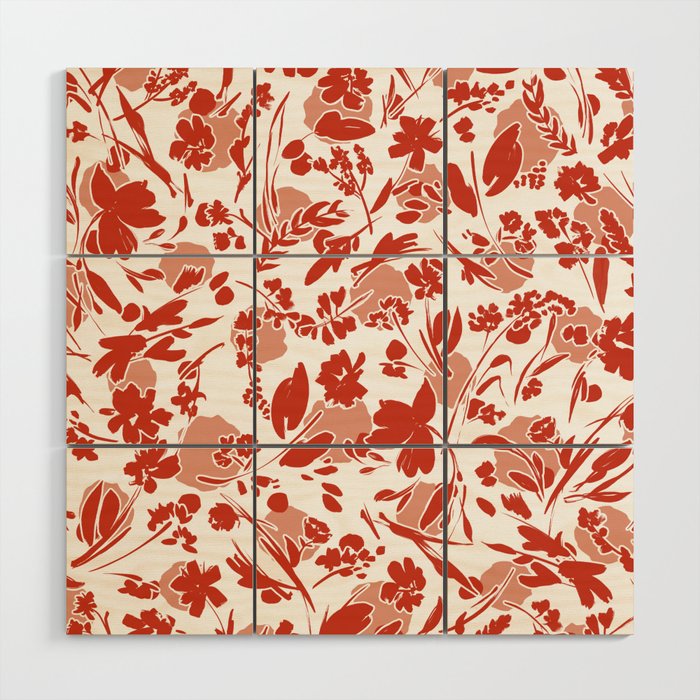 Wild flowering reddish meadow Wood Wall Art Gallery Image 1