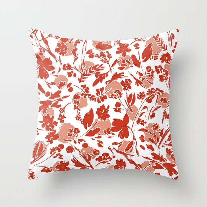 Wild flowering reddish meadow Throw Pillow Gallery Image 6