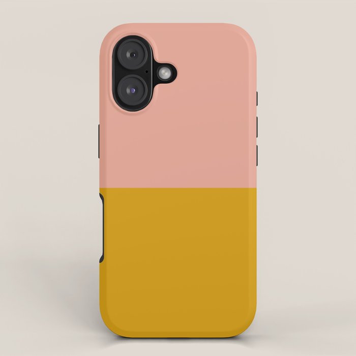 Blush Pink and Mustard Gold Minimalist Color Block iPhone Case Gallery Image 1