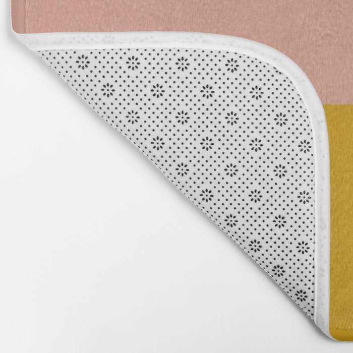 Blush Pink and Mustard Gold Minimalist Color Block Bath Mat Gallery Image 2