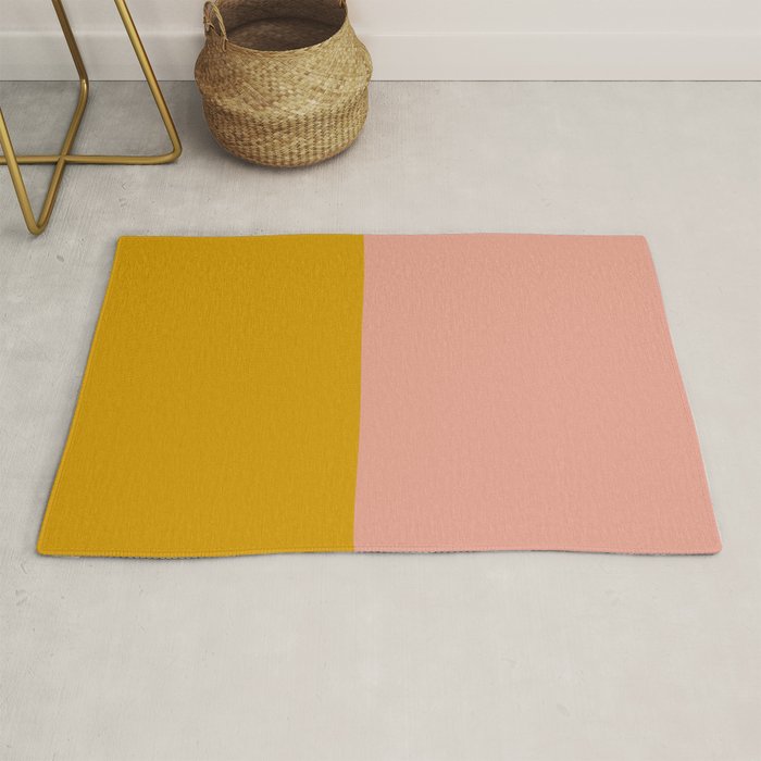 Blush Pink and Mustard Gold Minimalist Color Block Rug Gallery Image 1