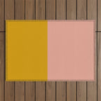 Blush Pink and Mustard Gold Minimalist Color Block Outdoor Rug Gallery Image 1
