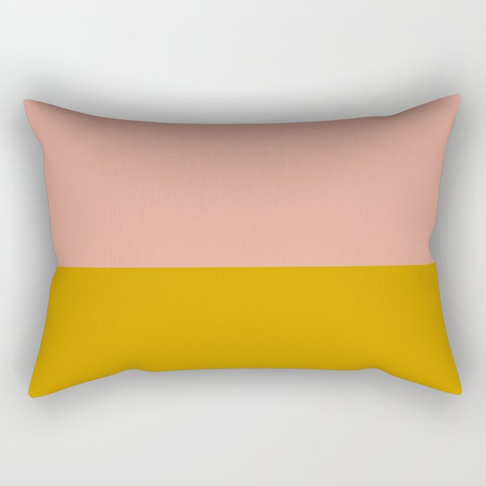 Blush Pink and Mustard Gold Minimalist Color Block Rectangular Pillow Gallery Image 2