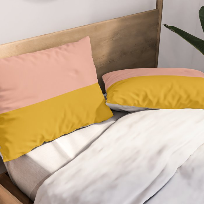 Blush Pink and Mustard Gold Minimalist Color Block Pillow Sham Gallery Image 2