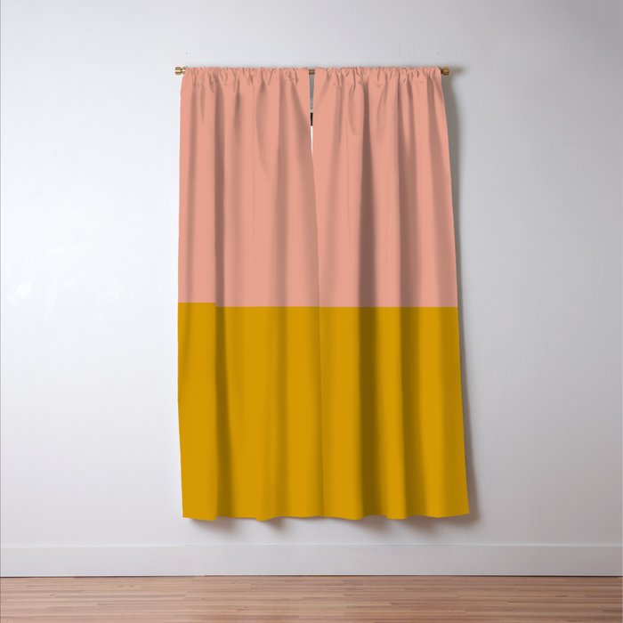 Blush Pink and Mustard Gold Minimalist Color Block Window Curtain Gallery Image 3