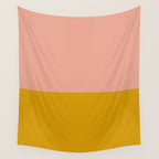 Blush Pink and Mustard Gold Minimalist Color Block Wall Tapestry Gallery Image 4