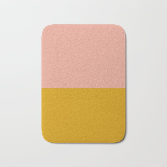 Blush Pink and Mustard Gold Minimalist Color Block Bath Mat Gallery Image 1