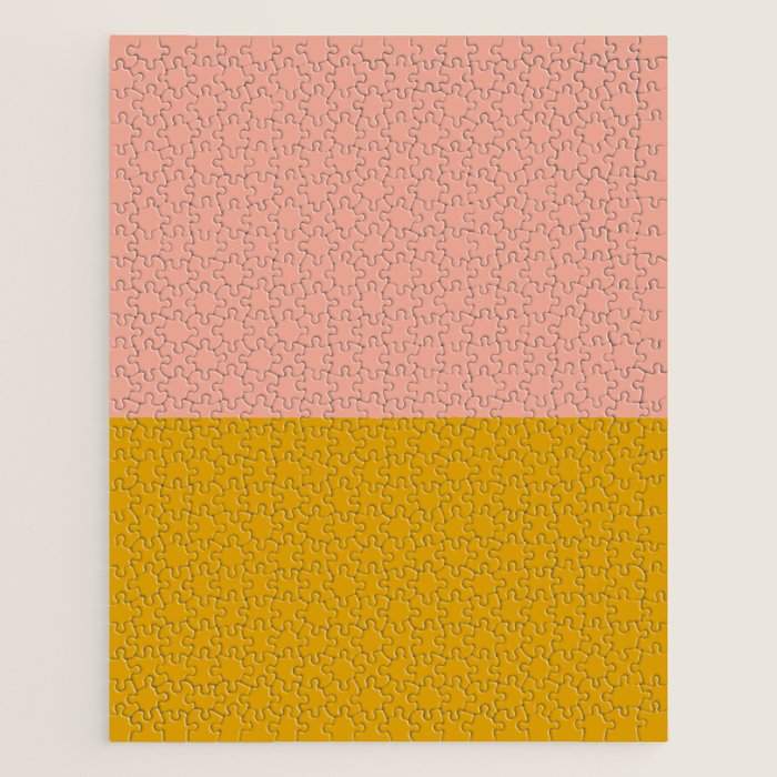 Blush Pink and Mustard Gold Minimalist Color Block Jigsaw Puzzle Gallery Image 1