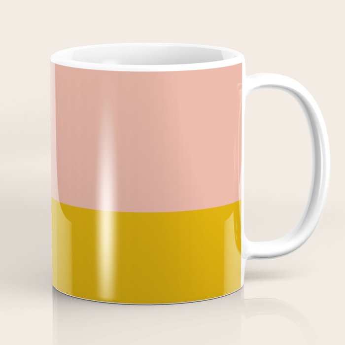 Blush Pink and Mustard Gold Minimalist Color Block Coffee Mug Gallery Image 1