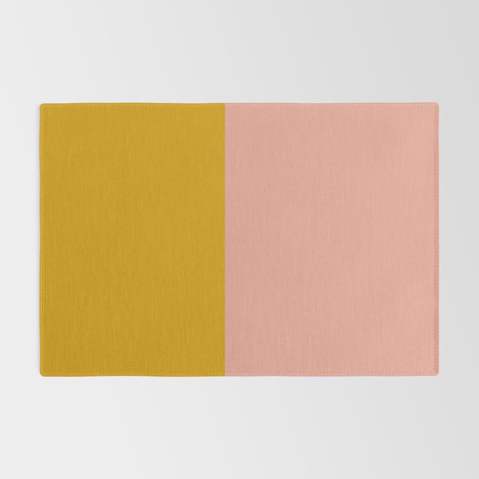 Blush Pink and Mustard Gold Minimalist Color Block Rug Gallery Image 2