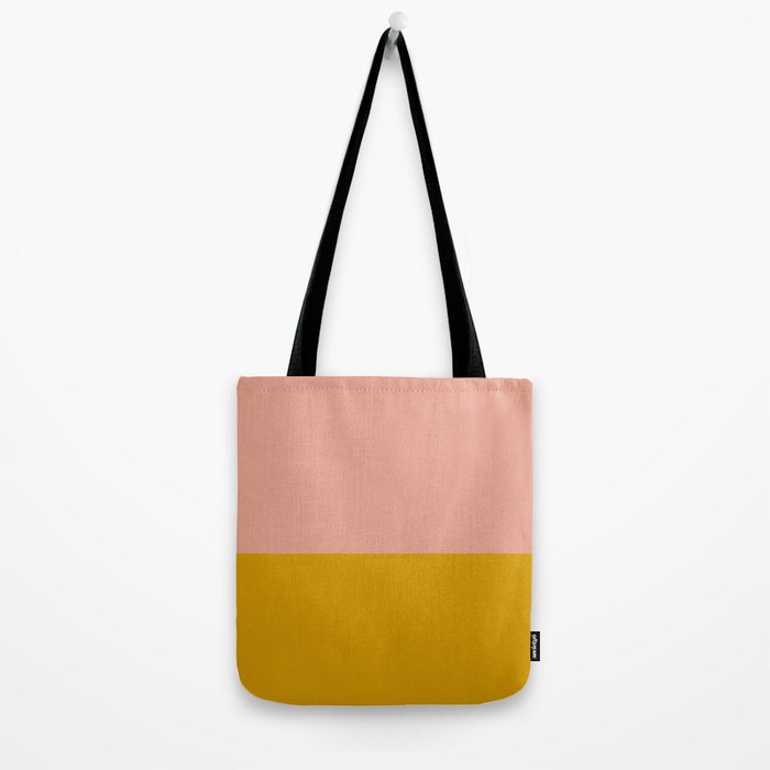 Blush Pink and Mustard Gold Minimalist Color Block Tote Bag Gallery Image 2