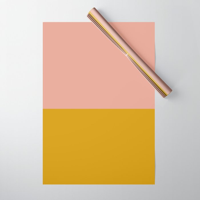 Blush Pink and Mustard Gold Minimalist Color Block Wrapping Paper Gallery Image 1