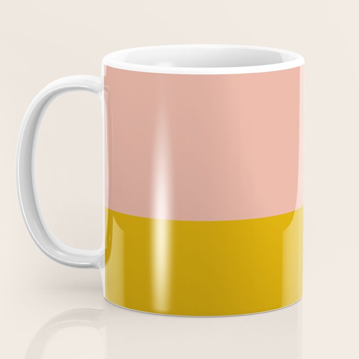Blush Pink and Mustard Gold Minimalist Color Block Coffee Mug Gallery Image 3