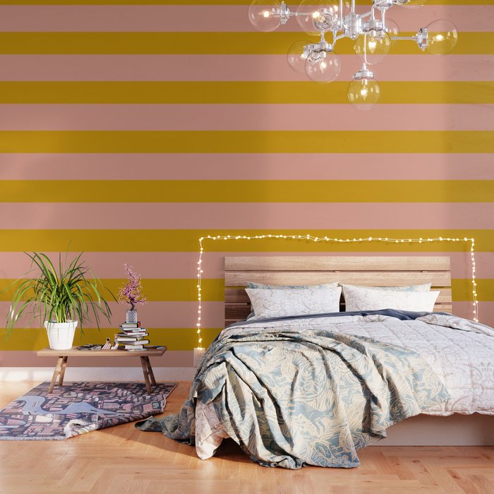 Blush Pink and Mustard Gold Minimalist Color Block Wallpaper Gallery Image 1