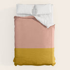 Blush Pink and Mustard Gold Minimalist Color Block Duvet Cover Gallery Image 6