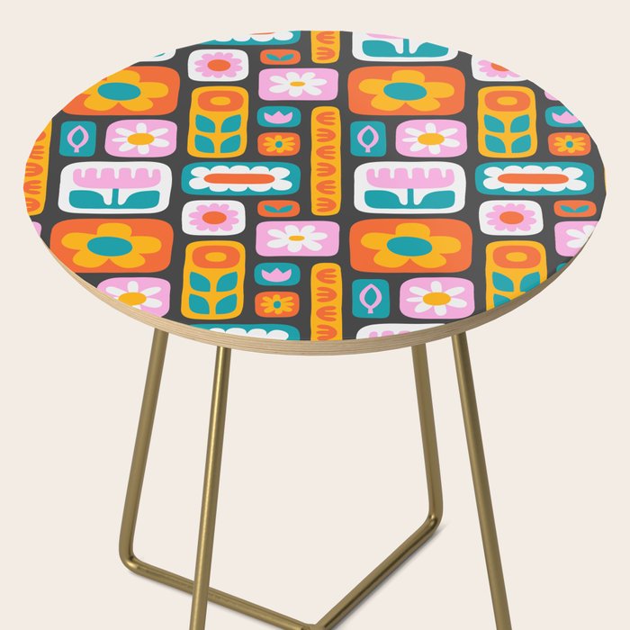 Vintage scandinavian floral art pattern Side Table Gallery Image 2