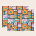 Vintage scandinavian floral art pattern Placemat Gallery Image 1