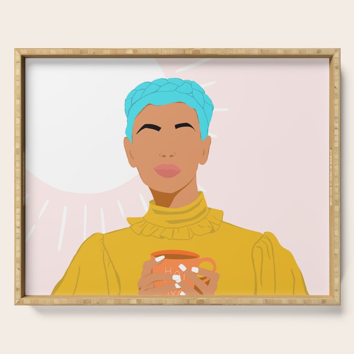 Girl WIth Blue Braids Serving Tray Gallery Image 1
