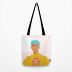 Girl WIth Blue Braids Tote Bag Gallery Image 2