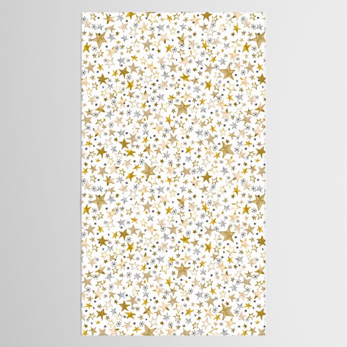 Christmas Golden Stars Elegant Celestial Stars Tablecloth Gallery Image 2