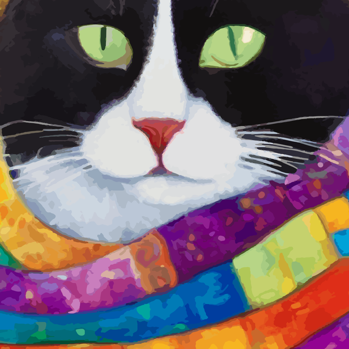Gustav Klimt Style Cat with Green Eyes and a Colorful Scarf Coffee Mug Gallery Image 2