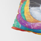 Gustav Klimt Style Cat with Green Eyes and a Colorful Scarf Pillow Sham Gallery Image 4
