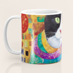 Gustav Klimt Style Cat with Green Eyes and a Colorful Scarf Coffee Mug Gallery Image 3