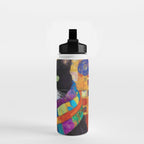 Gustav Klimt Style Cat with Green Eyes and a Colorful Scarf Water Bottle Gallery Image 2