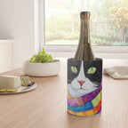 Gustav Klimt Style Cat with Green Eyes and a Colorful Scarf Wine Chiller Gallery Image 4