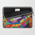 Gustav Klimt Style Cat with Green Eyes and a Colorful Scarf Laptop Sleeve Gallery Image 2