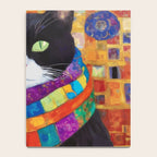 Gustav Klimt Style Cat with Green Eyes and a Colorful Scarf Notebook Gallery Image 4