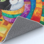 Gustav Klimt Style Cat with Green Eyes and a Colorful Scarf Rug Gallery Image 4