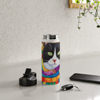 Gustav Klimt Style Cat with Green Eyes and a Colorful Scarf Water Bottle Gallery Image 4
