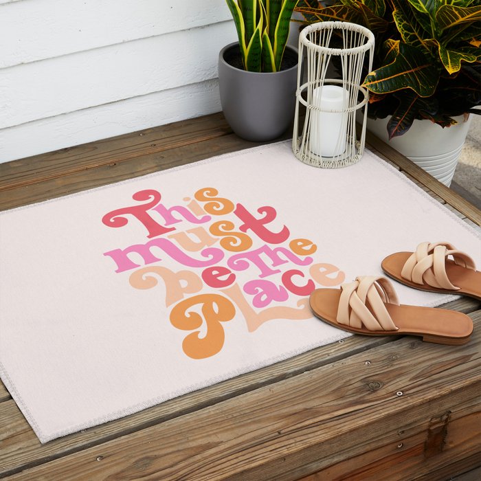 This Must Be the Place (Pink Palette) Outdoor Rug Gallery Image 2