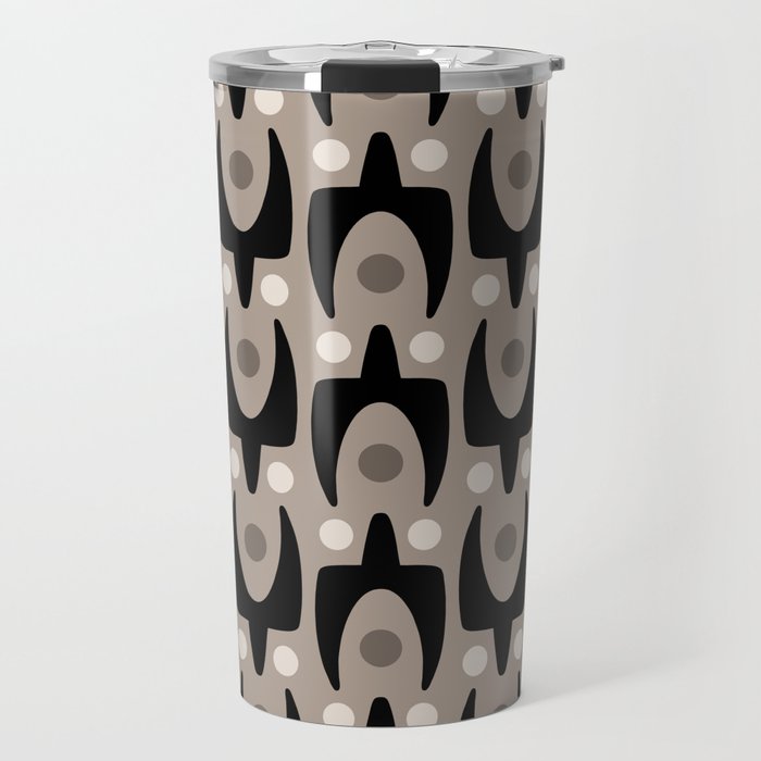 Mid Century Modern Abstract Pattern 755 Black and Beige Travel Mug Gallery Image 1