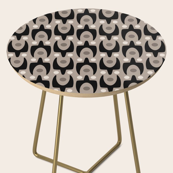 Mid Century Modern Abstract Pattern 755 Black and Beige Side Table Gallery Image 2