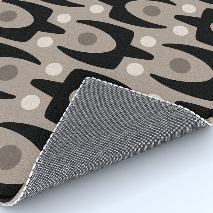 Mid Century Modern Abstract Pattern 755 Black and Beige Rug Gallery Image 4