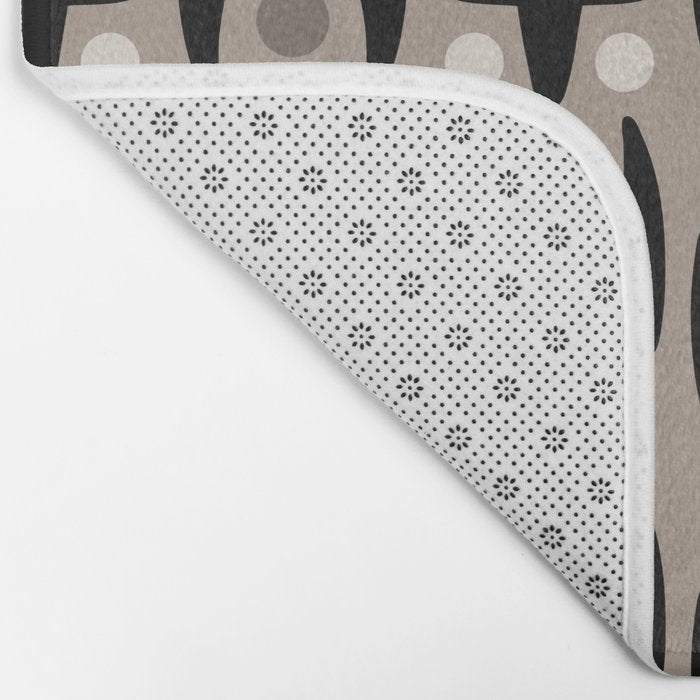 Mid Century Modern Abstract Pattern 755 Black and Beige Bath Mat Gallery Image 2