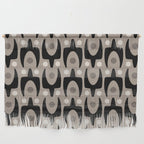 Mid Century Modern Abstract Pattern 755 Black and Beige Wall Hanging Gallery Image 1