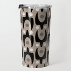 Mid Century Modern Abstract Pattern 755 Black and Beige Travel Mug Gallery Image 3