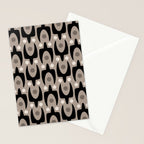 Mid Century Modern Abstract Pattern 755 Black and Beige Stationery Card Gallery Image 2