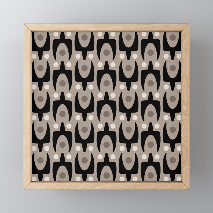 Mid Century Modern Abstract Pattern 755 Black and Beige Mini Art Print Gallery Image 1