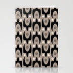 Mid Century Modern Abstract Pattern 755 Black and Beige Stationery Card Gallery Image 2