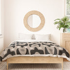 Mid Century Modern Abstract Pattern 755 Black and Beige Duvet Cover Gallery Image 3
