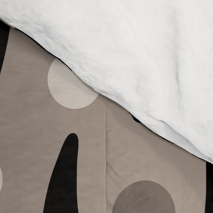 Mid Century Modern Abstract Pattern 755 Black and Beige Comforter Gallery Image 4