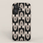 Mid Century Modern Abstract Pattern 755 Black and Beige iPhone Case Gallery Image 1